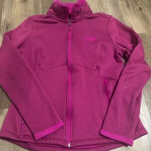 The North Face Fuchsia Pink Agave Full Zip DWR Jersey Fleece Slim Jacket Size S